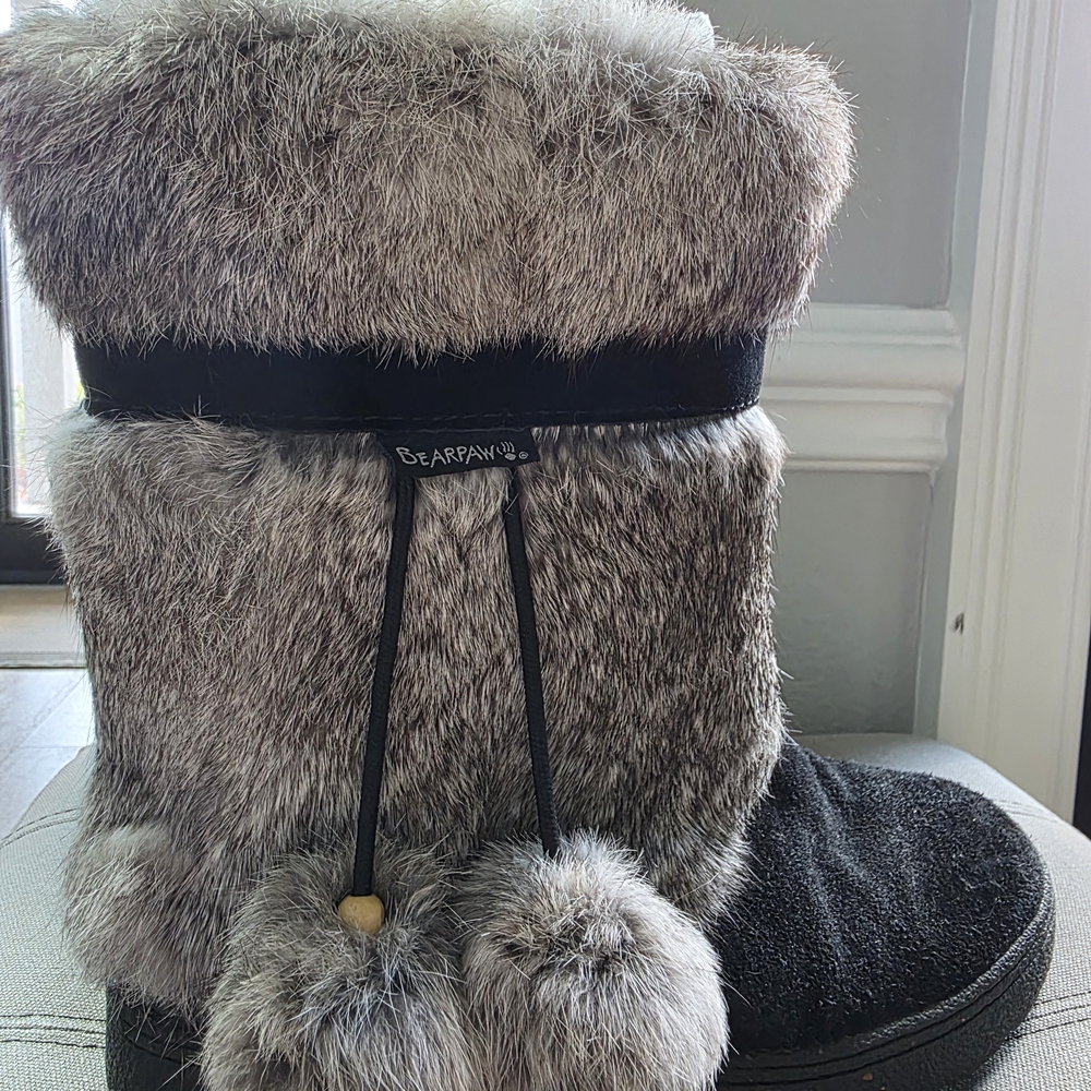 Bearpaw Faux Fur Boots with Pom Poms - Picture 3 of 9